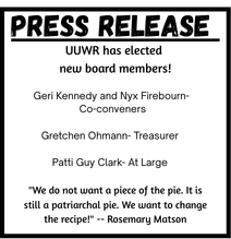 PRESS RELEASE - new UUWR officers chosen